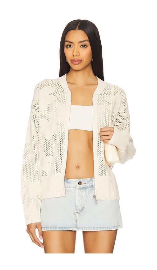 sanctuary flower pop open stitch jacket in neutral. - size l (also in xs, s, m)