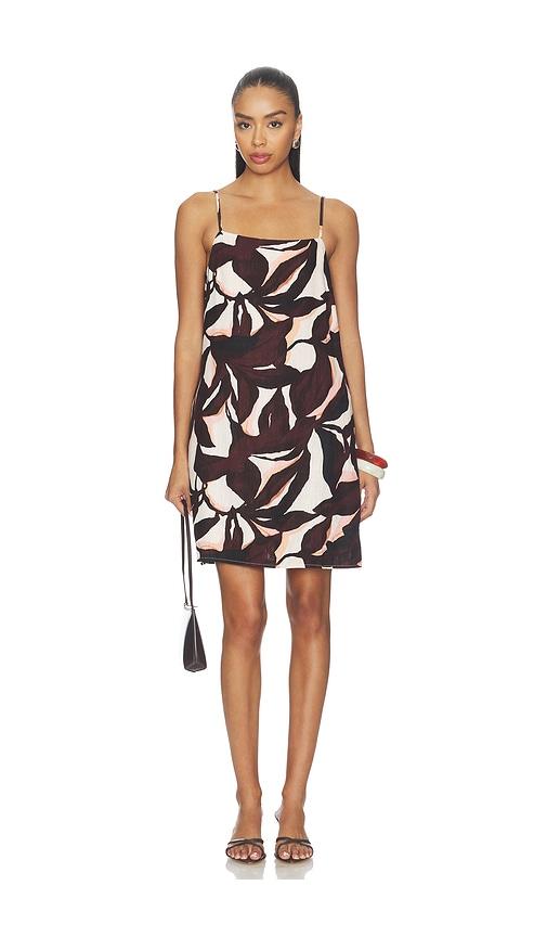 sanctuary hideaway linen tie strap dress in brown. - size l (also in xs, s, m)