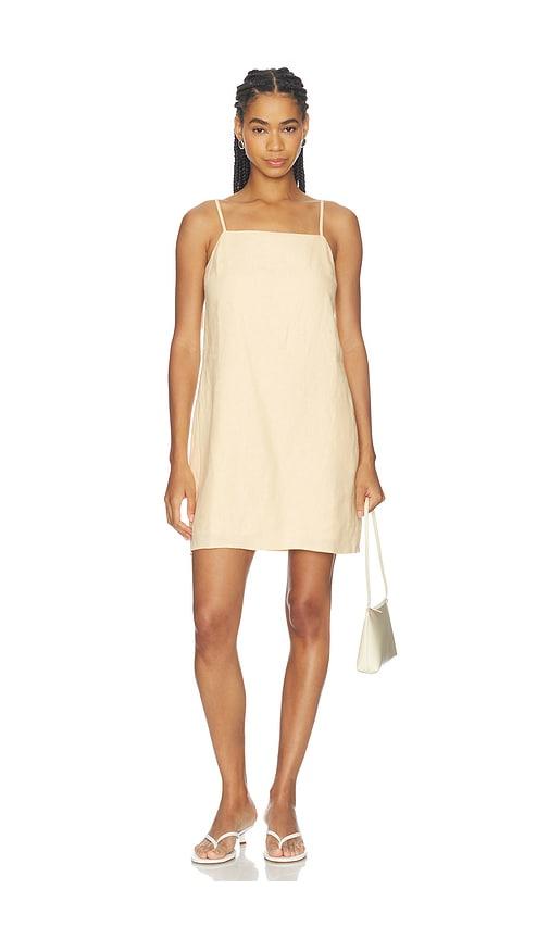 sanctuary hideaway linen tie strap dress in yellow. - size l (also in xs, m, xl)