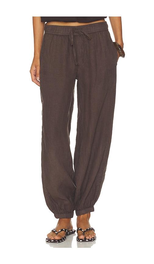 sanctuary melody micro linen balloon pant in brown. - size l (also in m)