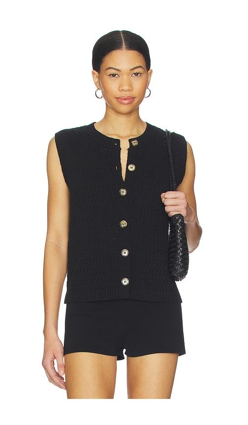 sanctuary pointelle shell top in black. - size l (also in m, xs)