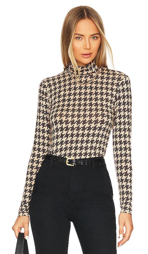 sanctuary slinky mock turtleneck top in cream,brown. - size l (also in xl, xxl)