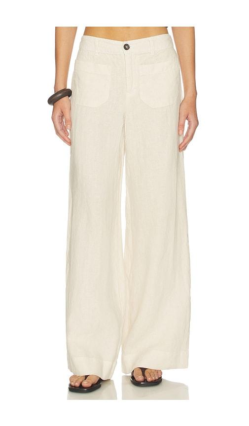 sanctuary the linen marine wide leg pants in cream. - size 25 (also in 26, 27, 28, 29, 30, 31, 32)
