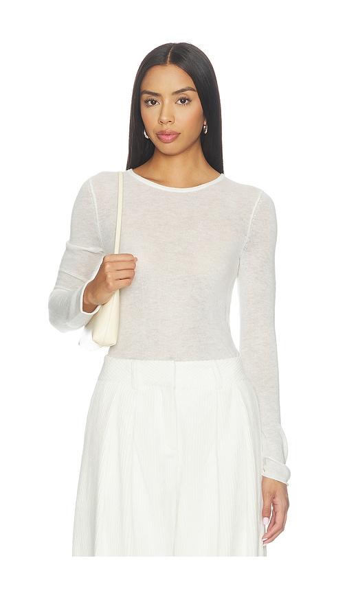 sans faff alpaca sheerline top in white. - size l (also in m, s, xs)