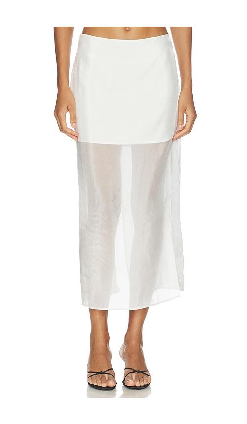 sans faff cove silk skirt in white. - size m (also in xs, s)