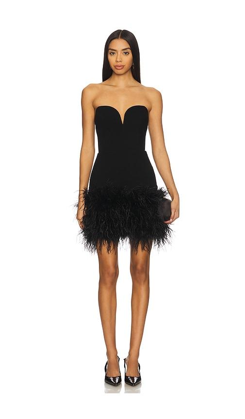 sans faff posey mini feather dress in black. - size s (also in xs)