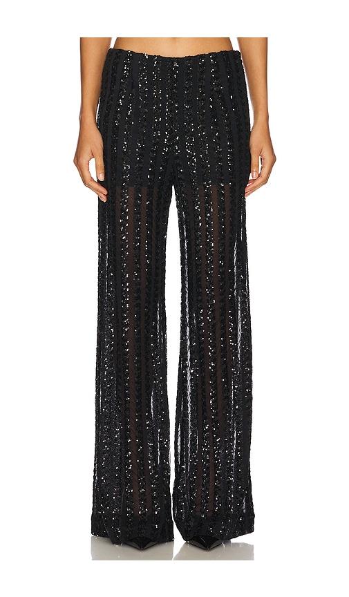sans faff striped sequin trousers in black. - size l (also in xs, m)