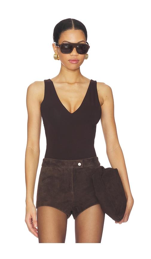 sans faff x revolve plunge v bodysuit in brown. - size l (also in m)