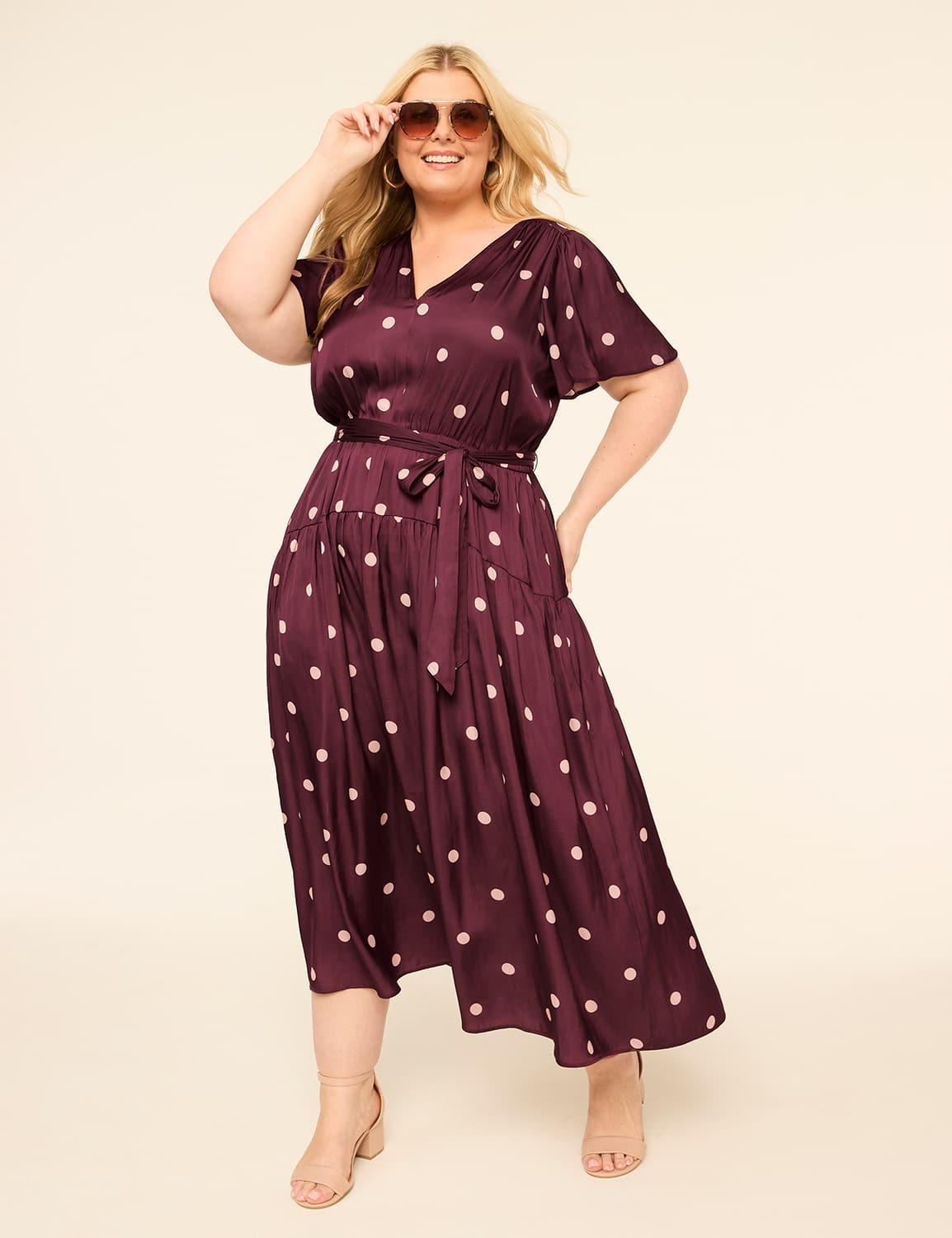 satin flutter-sleeve tie-waist maxi dress