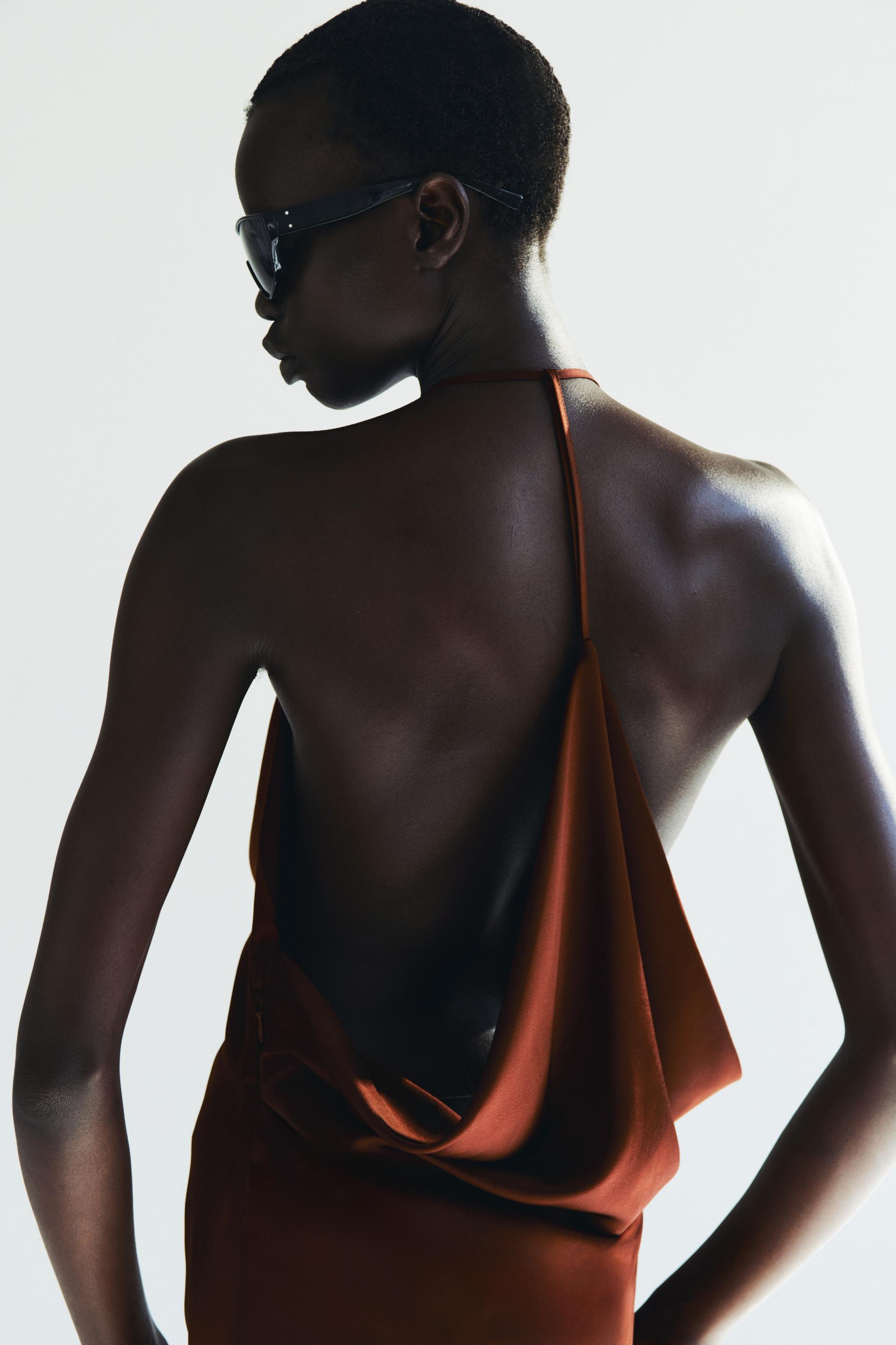 satin halterneck dress