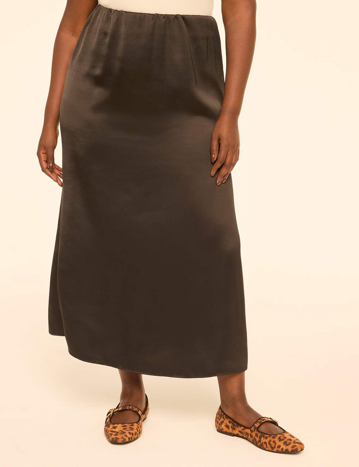satin slip midi skirt