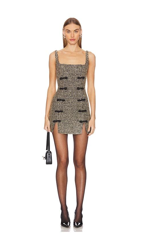 sau lee aidan tweed dress in metallic gold. - size 0 (also in 00)