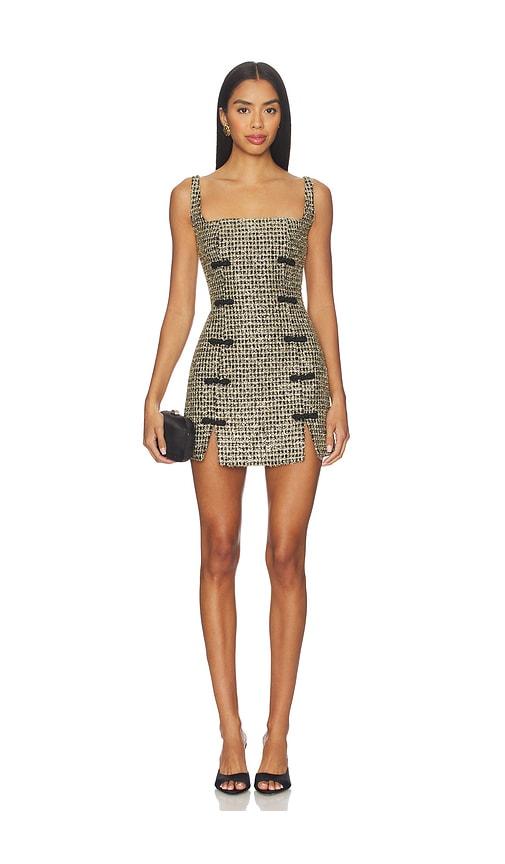 sau lee aidan tweed dress in metallic gold. - size 0 (also in 2, 4, 8)