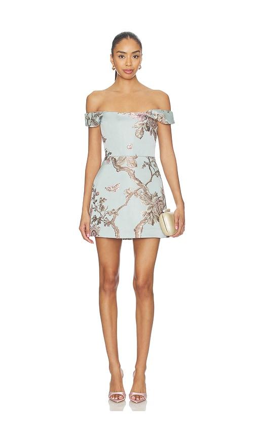sau lee bruna brocade mini dress in slate. - size 0 (also in 2, 4, 6, 8, 10, 12)