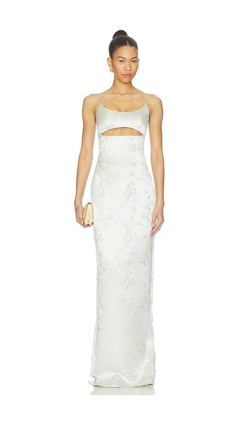 sau lee constance jacquard gown in slate. - size 10 (also in 2, 4, 8, 12)