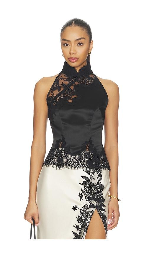 sau lee elva satin top in black. - size 0 (also in 2, 4, 6, 8, 12)