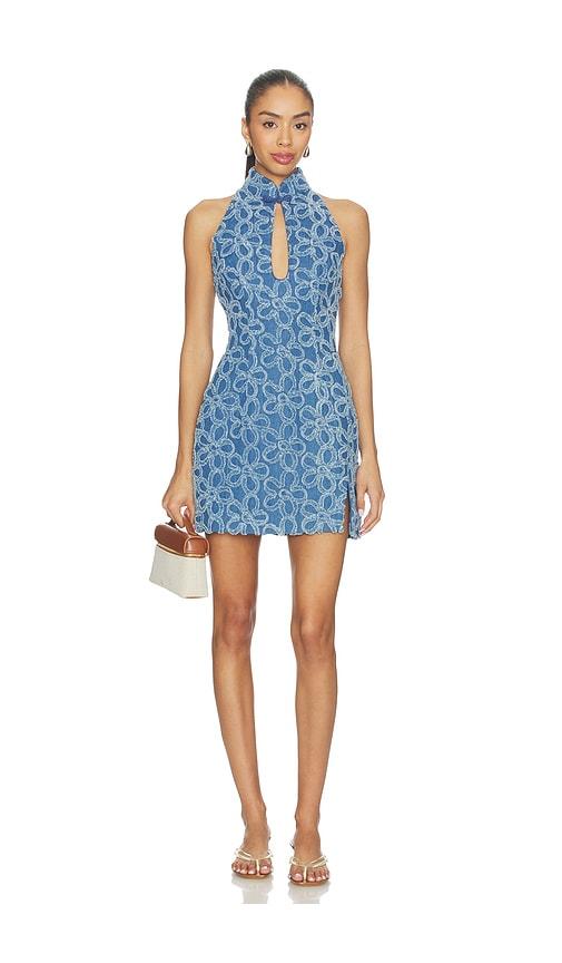 sau lee eva denim dress in blue. - size 2 (also in 4, 6)