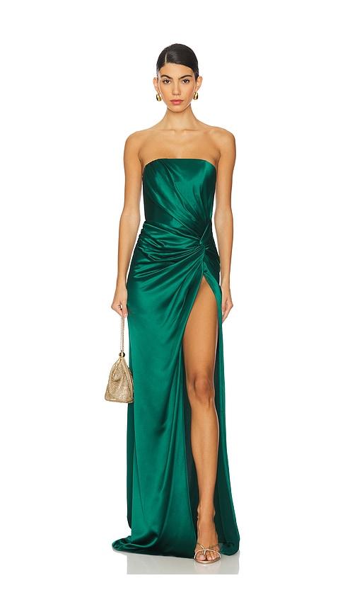 sau lee hera gown in dark green. - size 0 (also in 2)