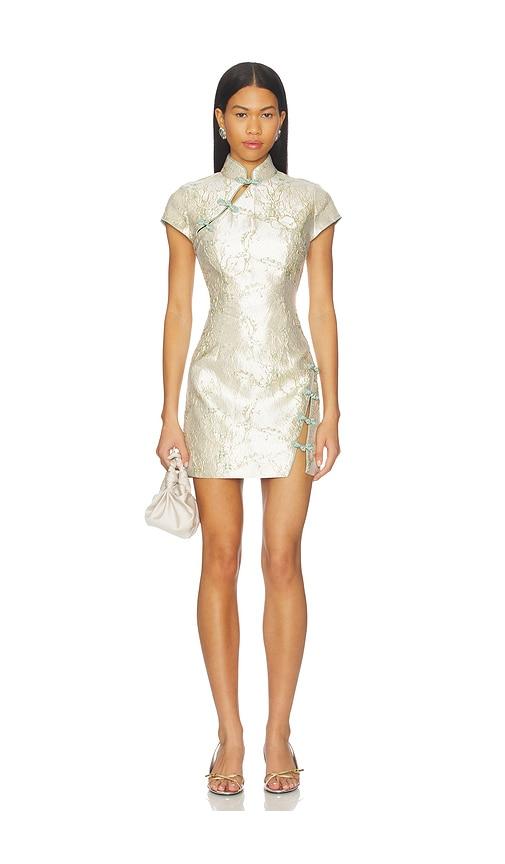 sau lee jada jacquard dress in cream. - size 0 (also in 2)