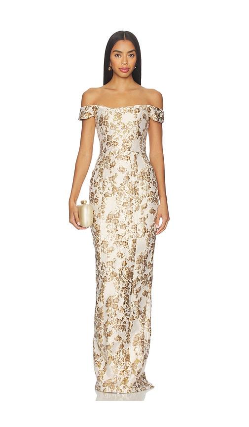sau lee joanna jacquard gown in neutral. - size 00 (also in 2, 4)
