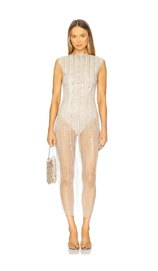 sau lee marci beaded dress in white. - size 0 (also in 2, 00, 6, 8, 10, 12)