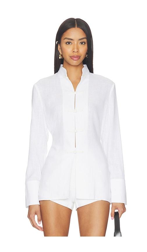sau lee martina linen top in white. - size 4 (also in 6, 8)