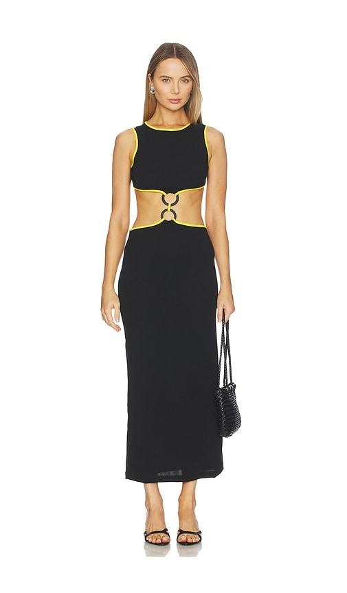 saudade glowi dress in black,yellow. - size l (also in xs, s, m, xl)