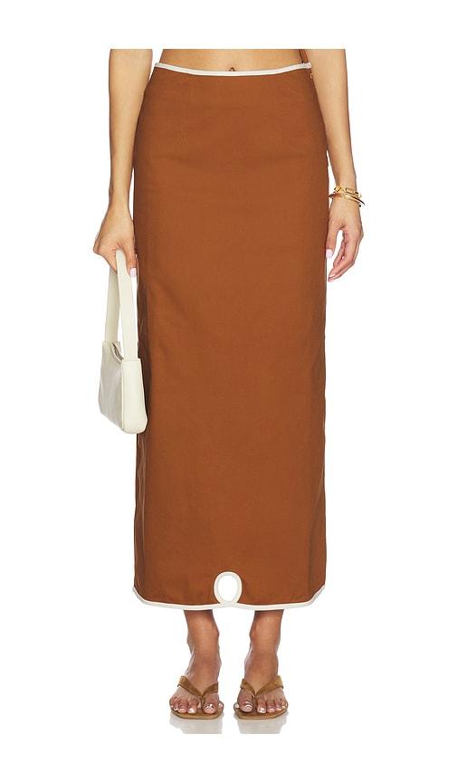saudade zuma skirt set in brown,white. - size l (also in s, xl)