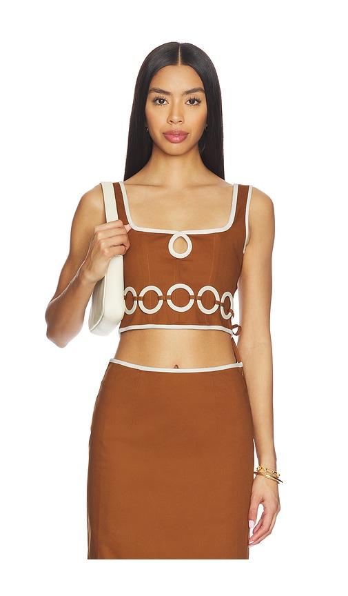 saudade zuma top set in brown,white. - size m (also in xl)