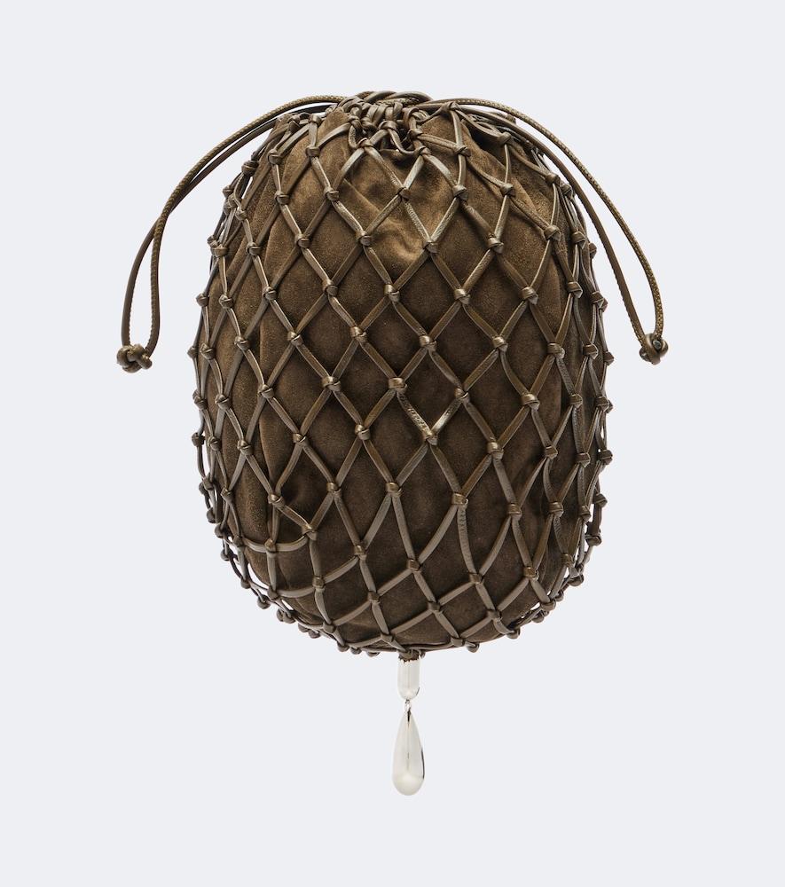 savette macramé small leather pouch