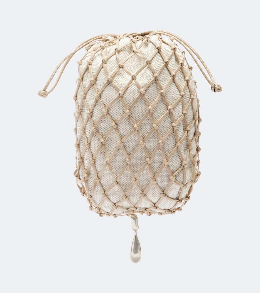savette macramé small leather pouch