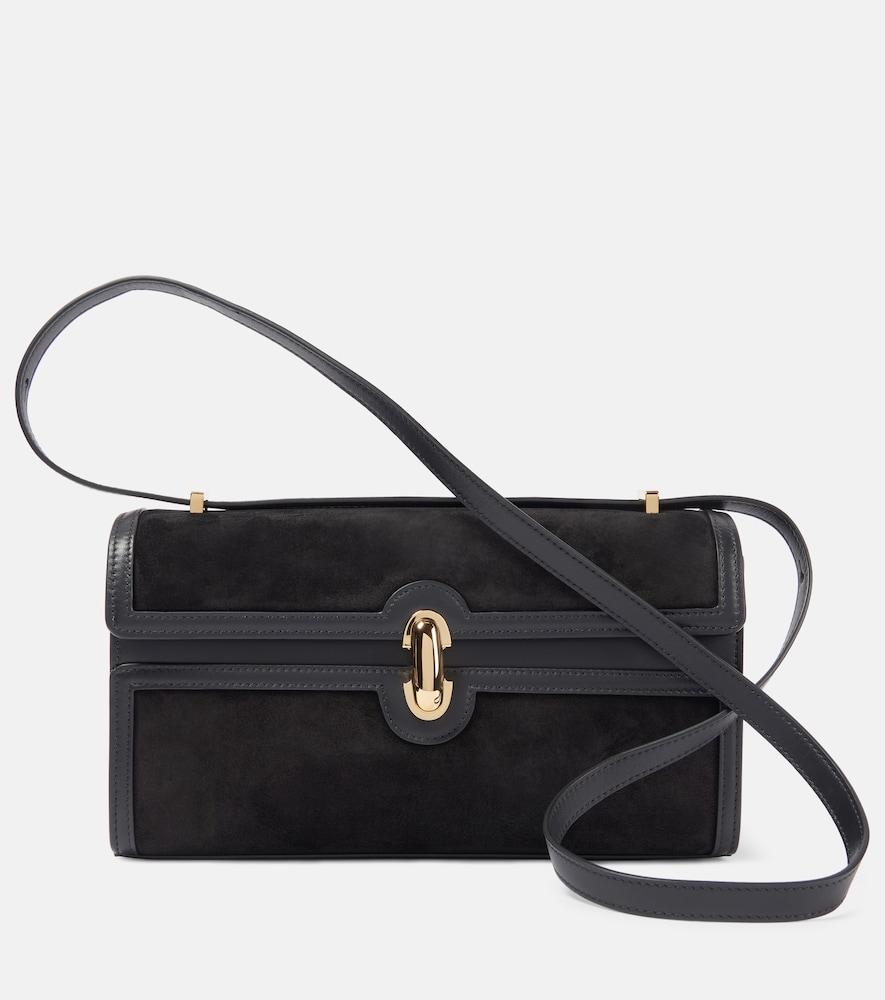 savette symmetry 26 leather-trimmed suede shoulder bag