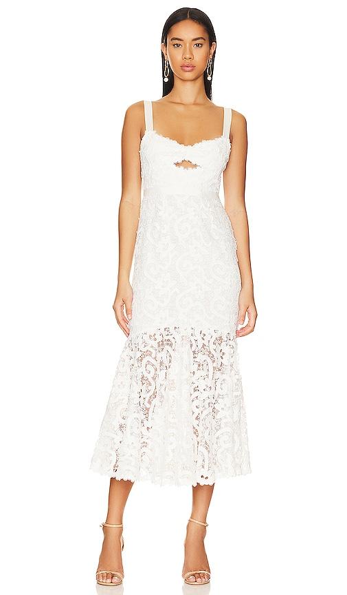 saylor lesli midi dress in white. - size m (also in s)