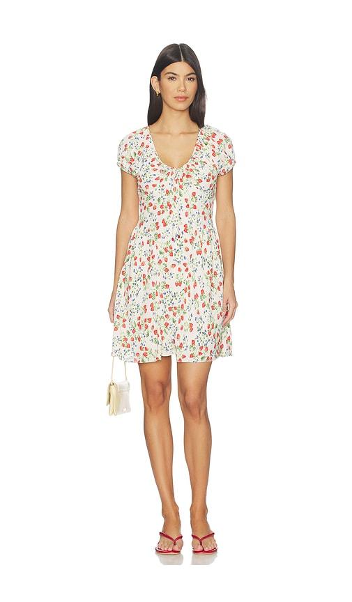 saylor zuly dress in beige,red. - size m (also in s, xs)