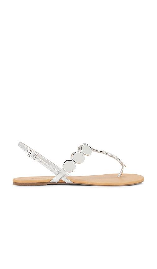 schutz acacia t sandal in metallic silver, grey. - size 6 (also in 7.5)