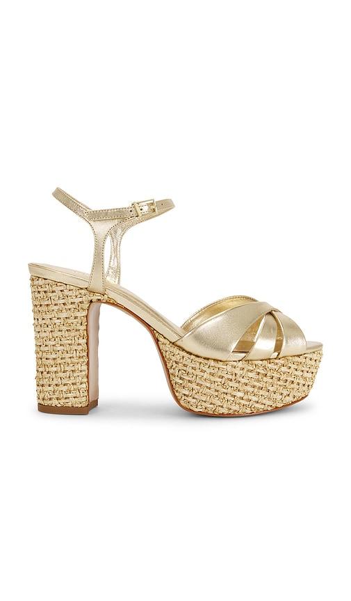 schutz keefa raffia sandal in metallic gold. - size 10 (also in 7.5, 8, 8.5, 9, 9.5)