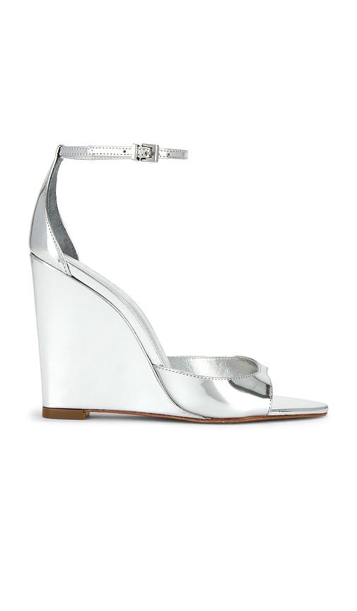 schutz scarlett wedge sandal in metallic silver. - size 10 (also in 7.5, 8, 8.5)