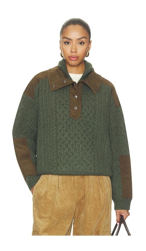 sea allen cable half zip double layer sweater in green. - size m (also in s)