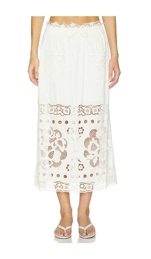 sea gardener embroided skirt in cream. - size l (also in m, s, xl, xs)