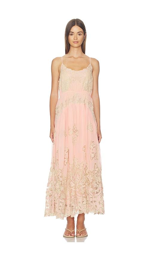 sea gracelyn lace embroided maxi slip dress in pink. - size m (also in xs, s, xl)