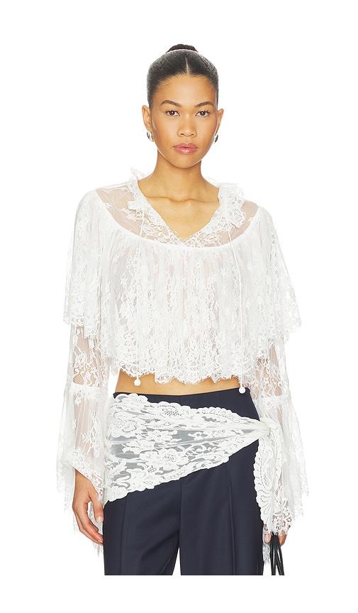 sea holden embroidery longesleeve blouse in white. - size l (also in m, xl)