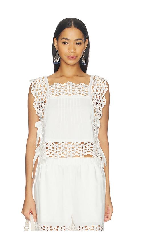 sea leila eyelet sleeveless top in white. - size l (also in m, xl)
