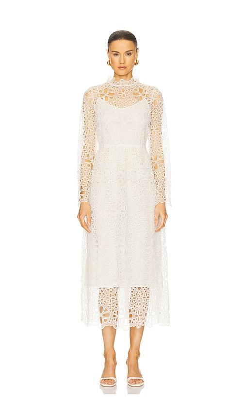 sea lumi eyelet peplum long sleeve dress in white. - size 0 (also in 2, 00, 4, 10)