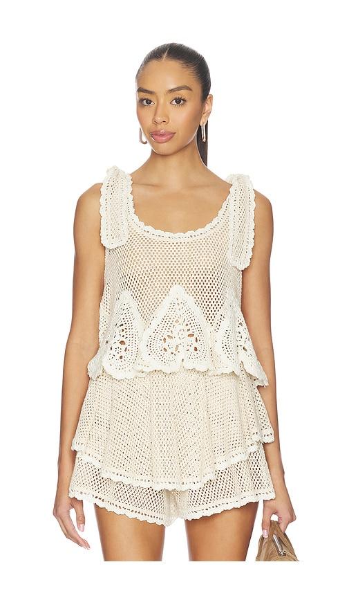 sea madelyn crochet tank in cream. - size l (also in m)
