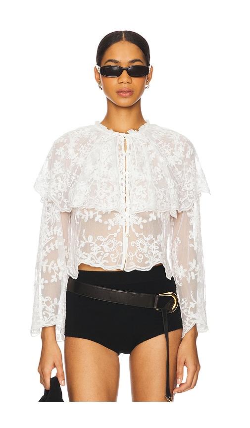 sea marja embroidery capelet blouse in white. - size l (also in xs, xl)