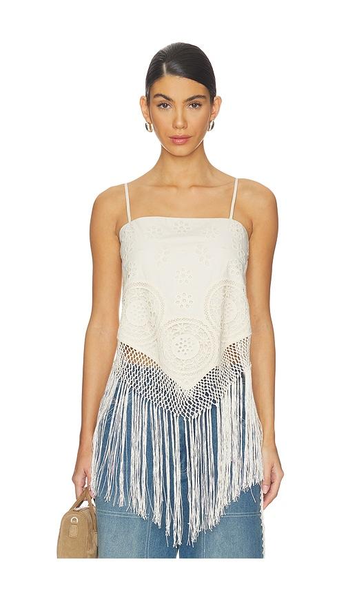 sea rafina eyelet top in cream. - size l (also in m)