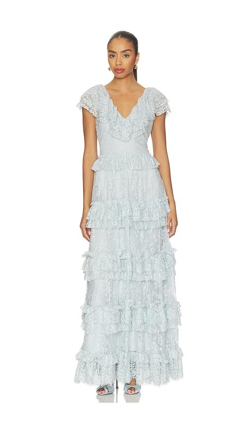 sea sharleen lace vneck dress in blue. - size 0 (also in 4, 00, 2, 6, 10, 12)