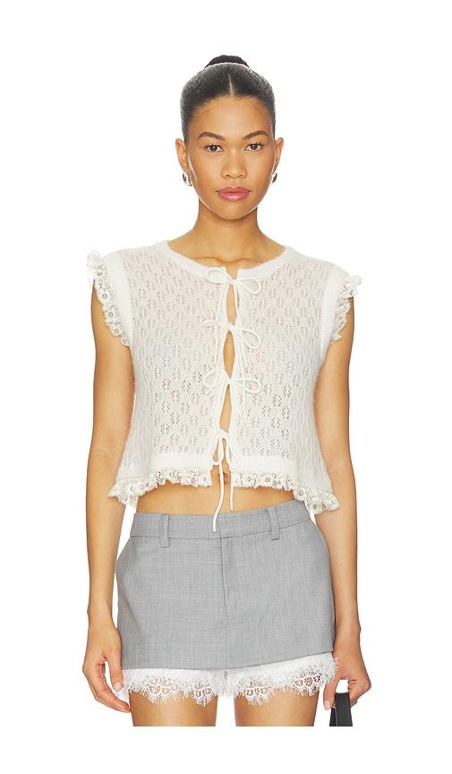 sea teagan knit combo vest in cream. - size l (also in s, xs, m, xl)