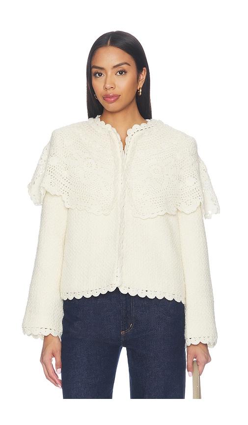 sea wright knit cape jacket in cream. - size s (also in xs)