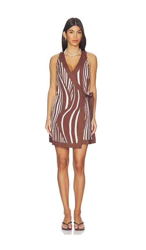 seafolly coastline mini wrap dress in chocolate. - size l (also in s, xs, m, xl)